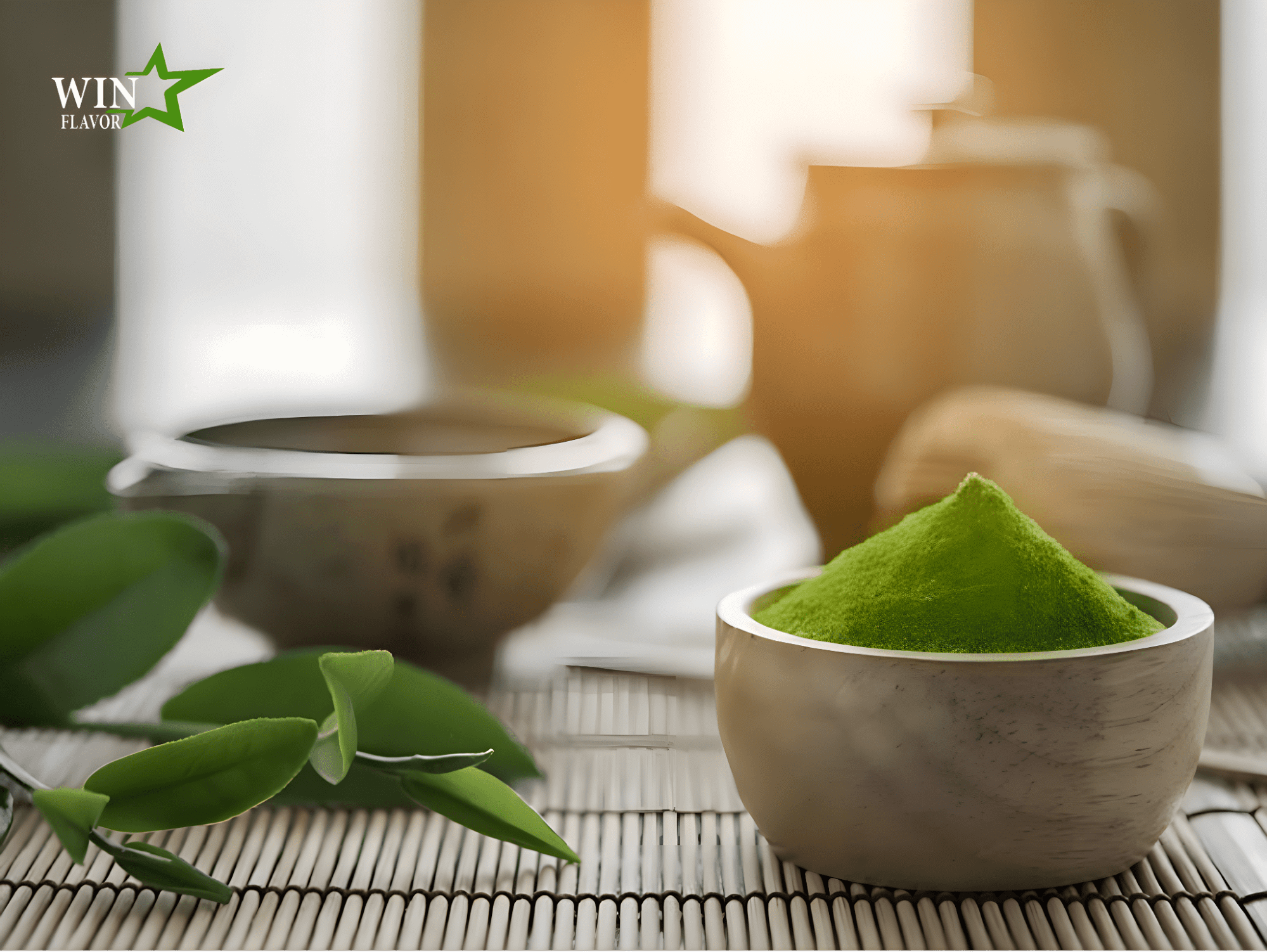 Bột trà xanh là sản phẩm được tạo nên từ 70% lá chè non và 30% búp chè
