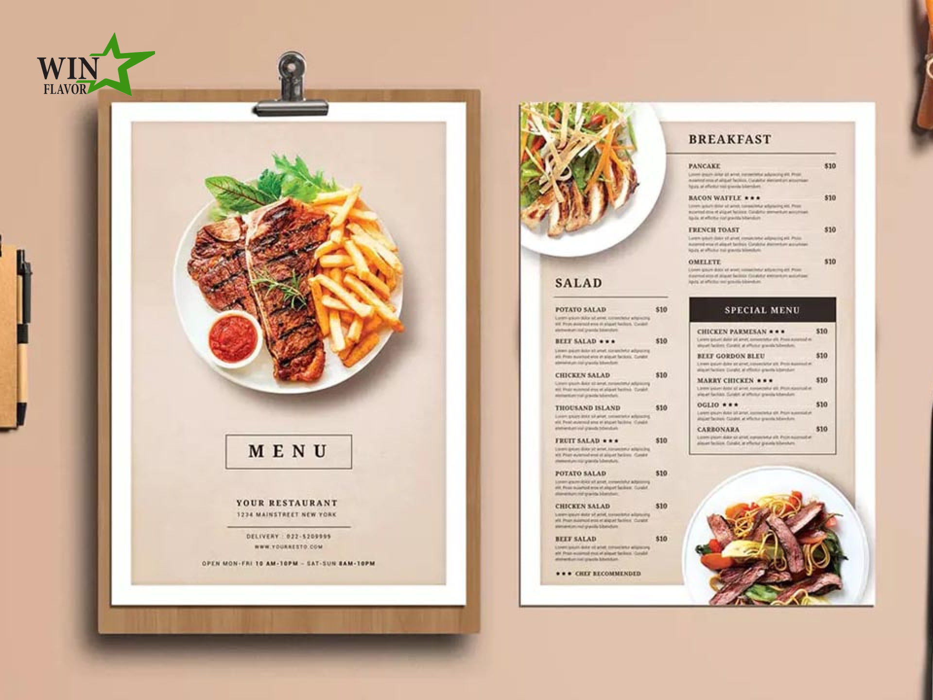 thực đơn món ăn nhà hàng đẹp mắt