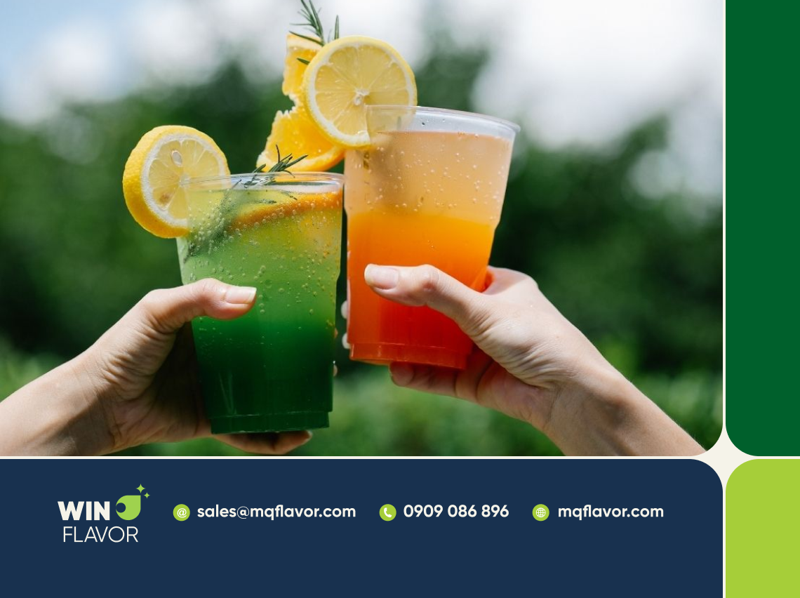 Soda tự nhiên với sự kết hợp của hương chanh, bạc hà, chanh dây, dâu tây và kiwi